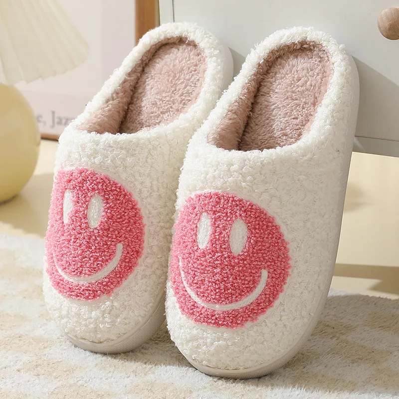 Pink Smiley Face Slippers 1