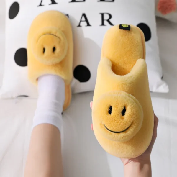 Fur Smiley Face Slippers