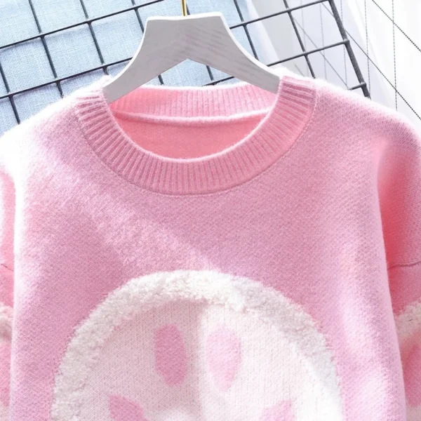 Pink Smiley Face Sweater 4